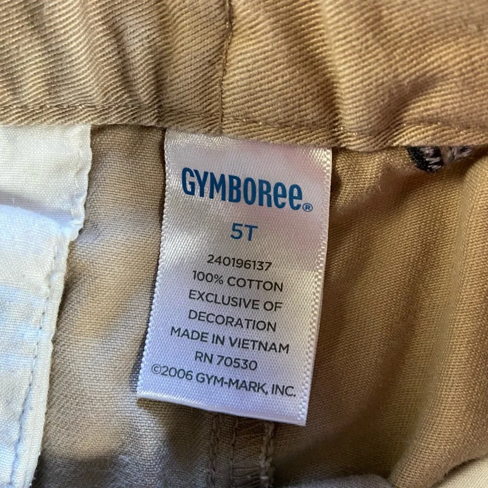 Gymboree Cotton Khaki Shorts Tan Blue Sailboat Embroidery Adjustable Waist 5T